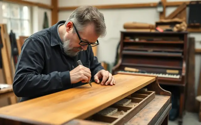 Exameninstrument Reparatie houten onderdelen van piano en vleugel met akoestische functie