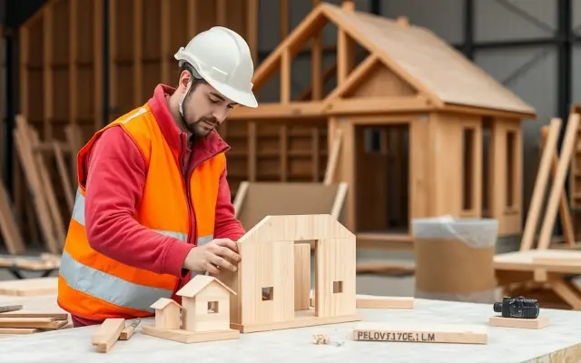 Exameninstrument Montage eenvoudige houten elementen op de bouwplaats